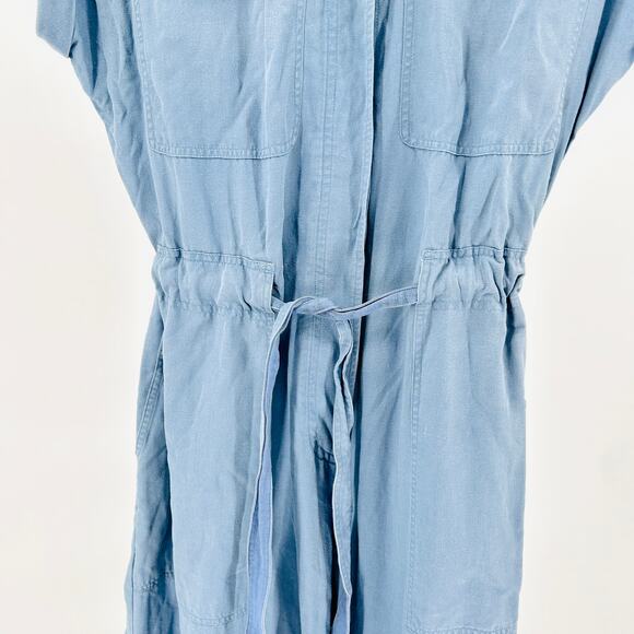 Y2K Rag & Bone Light Blue Linen Blend Button-Front Utility Jumpsuit - Picture 3 of 8